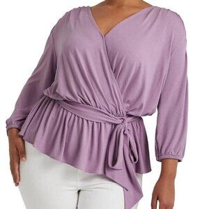 Lauren Ralph Lauren Jersey Peplum Blouse in Scottish Primrose